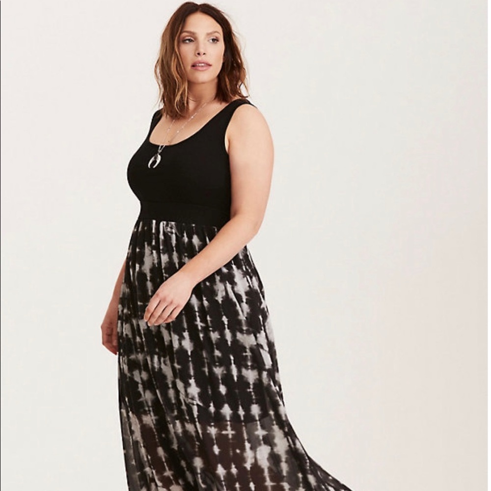TIE DYE CHIFFON SKIRT KNIT TOP MAXI DRESS (SHORT)